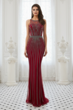 Mermaid Round Sleeveless Empire Beaded Party Prom Dress