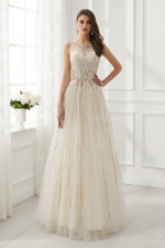 Modest Tulle A-Line Scoop Sleeveless Beaded Party Prom Dress